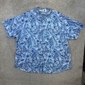 Tommy Bahama Button Front Mens 4XLT Blue Tropical Floral Tortola Shirt